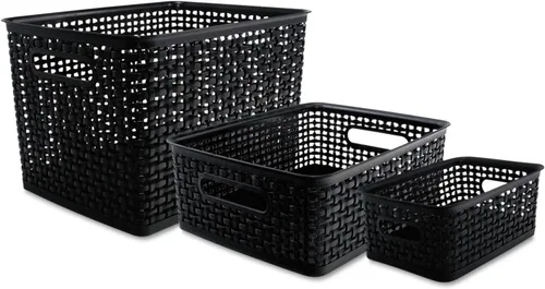 Miniatura 8 de Advantus 40326 Contenedores de tejido, 9 7/8 x 7 3/8 x 4, plástico, negro, 3 contenedores