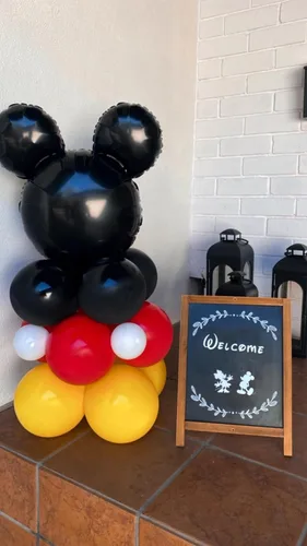 Miniatura 4 de 10 globos de Mylar negros de 24 pulgadas, decoraciones y suministros para fiesta de cumpleaños de ratón