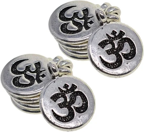 Fityle - 30 dijes de plata tibetana de filigrana para yoga, flor de loto, DIY, para hacer joyas, OM, Plata, no disponible