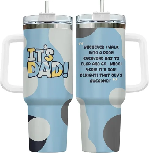 Miniatura 17 de 34HD Regalos de cumpleaños para el Día del Padre, de parte de su hija o hijo, taza de viaje aislada para 50 cumpleaños, clásico de 40 onzas con asa