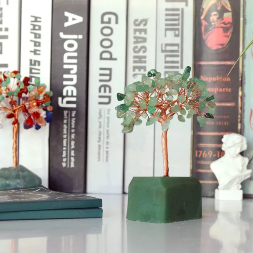 Miniatura 2 de Árbol de cristal de aventurina verde curativa, base de piedras preciosas naturales de Reiki con alambre de cobre, árbol de dinero Feng Shui