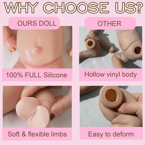 Miniatura 6 de Muñecas de Bebé de Silicona Completa, 16.65 pulgadas Muñeca de Bebé Recién Nacido de Silicona Realista, Sin Vinilo 1:1 Muñecas Reborn Durmientes que