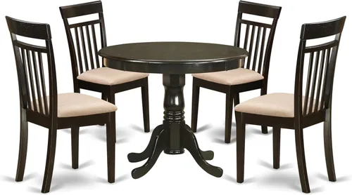 Miniatura 16 de East West Furniture AANCA5-MAH-W Juego de mesa de comedor de 5 piezas incluye una mesa de cocina redonda con pedestal y 4 sillas de comedor, 36 x 36
