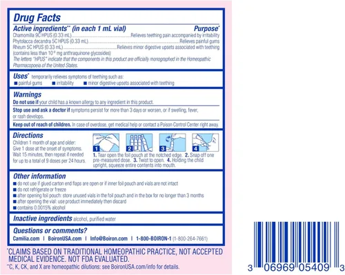 Miniatura 6 de Boiron Camilia aliviio de dentición, 30 unidades (0,034 FL oz cada uno)