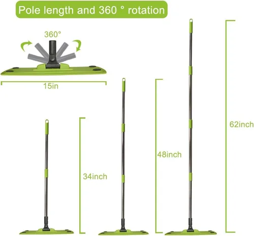 Miniatura 2 de Trapeador de microfibra con 5 papeles para polvo + 2 almohadillas lavables, limpieza de suelos multisuperficie para húmedo, seco y polvo, mango