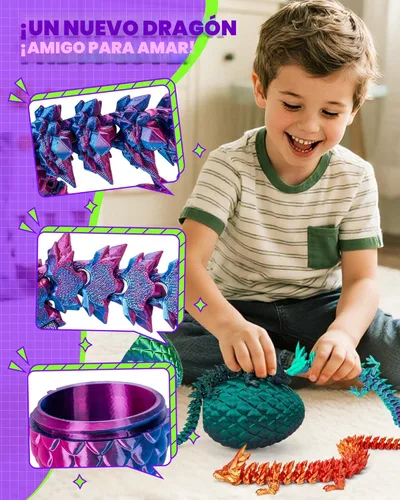 Miniatura 2 de TBOLINE - Huevo de dragón impreso en 3D, animal de cristal articulado, juguete para la ansiedad para adolescentes, niños y niñas, piezas míticas