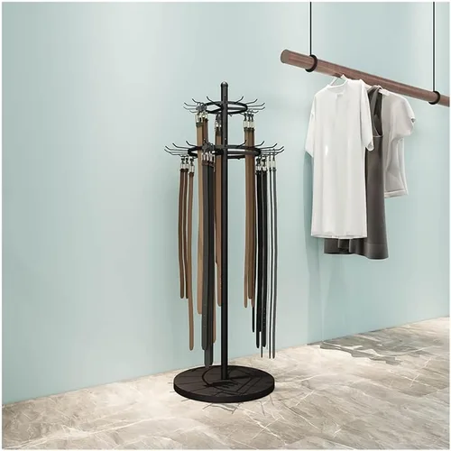 Percha para cinturón de pie, corbatas, bufanda, chales, estante para ropa, dormitorio, tienda, minorista, negocios, ahorro de espacio, estantes Negro