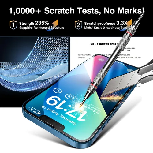 Miniatura 6 de EZ-GLAZ - Paquete de 4 protectores de pantalla para iPhone 13 [6.1"] con paquete de 2 protectores de lente de cámara, dureza 9H+ 12FT grado militar