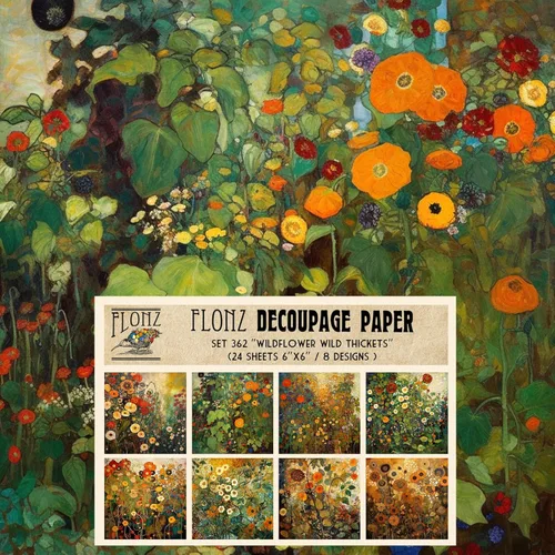 Miniatura 22 de Decoupage - Paquete de papel (24 hojas de 6 x 6 pulgadas), patrón de flores de neón FLONZ, papel de estilo vintage para decoupage, manualidades