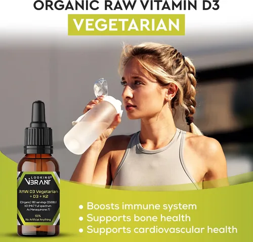 Miniatura 6 de Vitamina D3 + K2 (MK-7) Gotas líquidas con aceite MCT y aceite de oliva, vegetariano, sin OMG, sin soja, sin gluten, sin alcohol, 1 botella, 2 onzas
