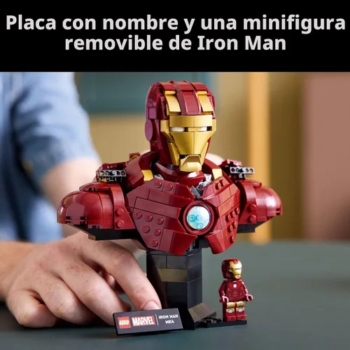 Miniatura 5 de LEGO Marvel Iron Man MK4 Bust - Kit de construcción para adultos, a partir de 18 años, incluye minifigura de Iron Man, modelo coleccionable