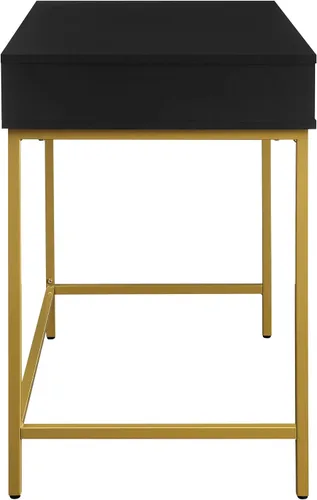 Miniatura 4 de OSP Home Furnishings Modern Life - Escritorio contemporáneo con cajón grande y patas de metal dorado, acabado negro