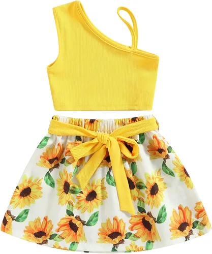 Miniatura 63 de TheFound Trajes de verano para niñas pequeñas, sin mangas, de punto acanalado, halter, pantalones cortos, ropa para recién nacidos, conjunto de 3