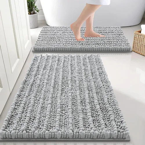 Miniatura 15 de Smiry Juego de 2 alfombras de baño, suaves y absorbentes, parte trasera de goma antideslizante, lavables a máquina, juego de alfombras de baño