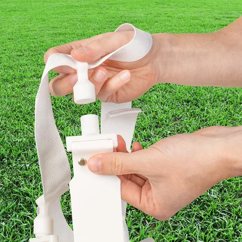 Miniatura 3 de Juego de fútbol con bandera, cinturones de fútbol ajustables para jóvenes, niños y adultos con 1 cinturón y 2 banderas (blanco)