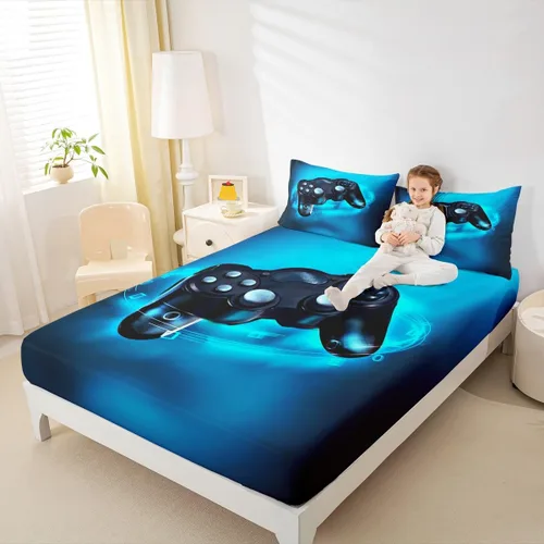 Miniatura 2 de Feelyou Juego de Ropa de Cama Gaming para Niños, Juego de Sábanas de Cama Tamaño Full, Microfibra Suave, Consola Gamer de Videojuegos, Sábana Multi