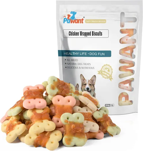 Miniatura 9 de Golosinas envueltas en pollo para perros, masticables sin cuero crudo, 8 onzas 30% real poultry; 60% baked core; 15% protein; easily digestible