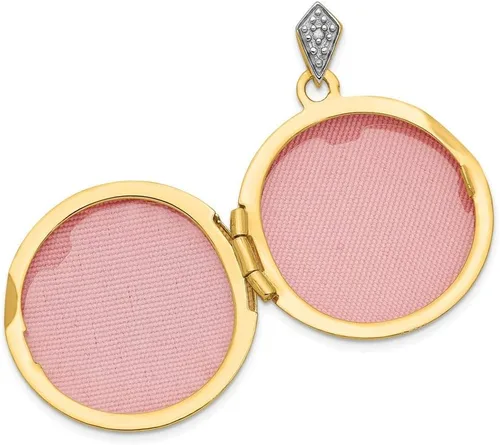 Miniatura 2 de Oro amarillo de 14 quilates de 0.787in redondo con medallón vintage de diamante, diamante