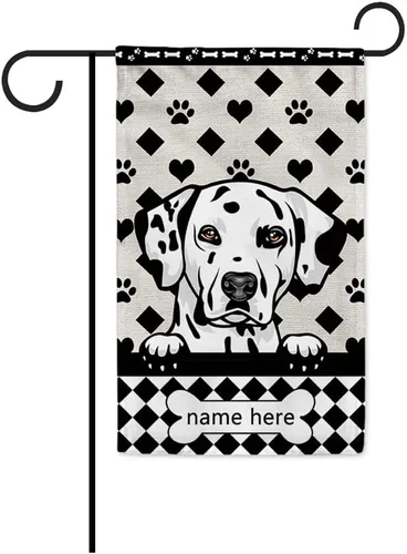 Miniatura 26 de Bandera personalizada de jardín para perro, lindo perro salchicha salchicha, lunares, búfalo, bandera a cuadros para decoración del hogar al aire