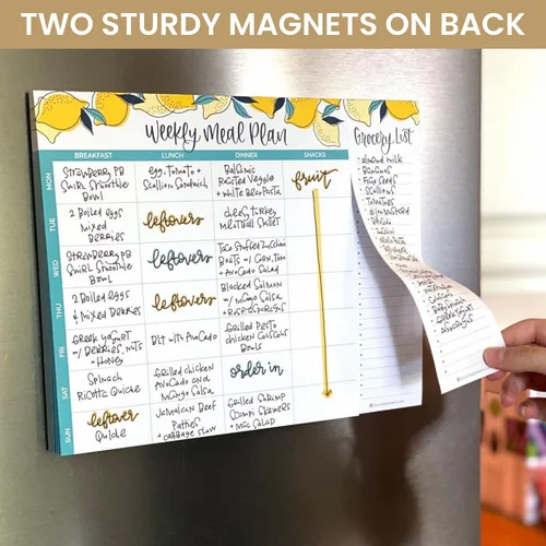 Miniatura 5 de bloom daily planners - Bloc de notas semanal para planificar las comidas con imanes para el refrigerador, incluye una «Lista de compras