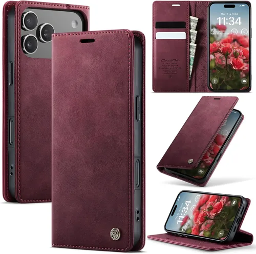 Miniatura 97 de Funda tipo cartera para iPhone 13 de piel tipo cartera con tarjetero y función atril, cierre magnético, bloqueo RFID, TPU a prueba de golpes