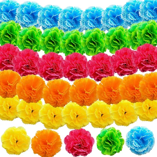 Miniatura 12 de Cabezas de flores de caléndula a granel, 50 unidades, flores artificiales de caléndula de seda para decoración del hogar, Diwali, corona