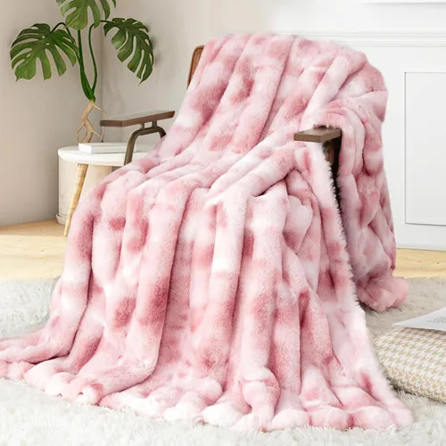 Miniatura 15 de Touchat - Manta de lujo de 1000GSM de pelo sintético de conejo, cobija súper pesada y cálida y acogedora para sofá, cama, sillón, esponjosa, Blanco