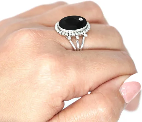 Miniatura 4 de JEWELOPORIUM Anillo hecho a mano de plata de ley 925 para mujer, 10 x 14 con piedras preciosas ovaladas, joyería de moda para regalo (99020_R)