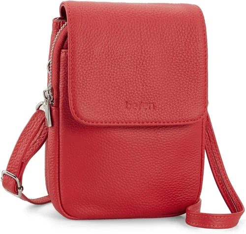 Miniatura 21 de befen Bolsos cruzados pequeños de cuero genuino para mujer, bolsa cruzada para teléfono celular con ranuras para tarjetas de bloqueo RFID