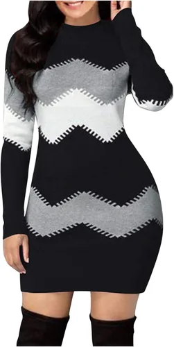 Vestidos blancos, vestido corto de gasa de manga larga con cuello redondo floral con dobladillo con volantes, acampanado, vestido corto de gasa