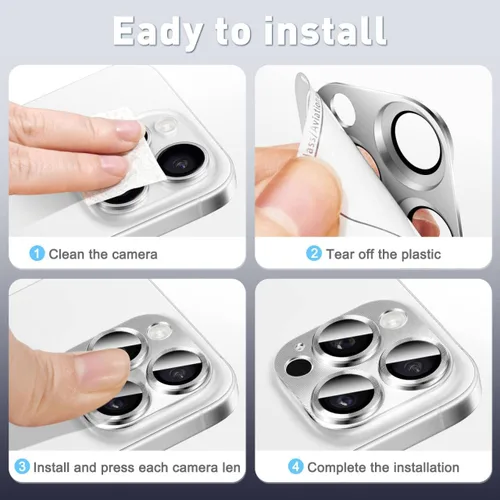 Miniatura 6 de Kucheed 2 protectores de lente de cámara para iPhone 11, aluminio de metal de una pieza con textura 3D, decoración diseñada para decoración