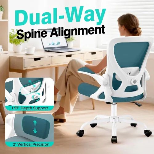 Miniatura 3 de AreShark Silla de oficina – Silla de escritorio ergonómica de malla transpirable con soporte lumbar ajustable y reposabrazos abatibles – Silla