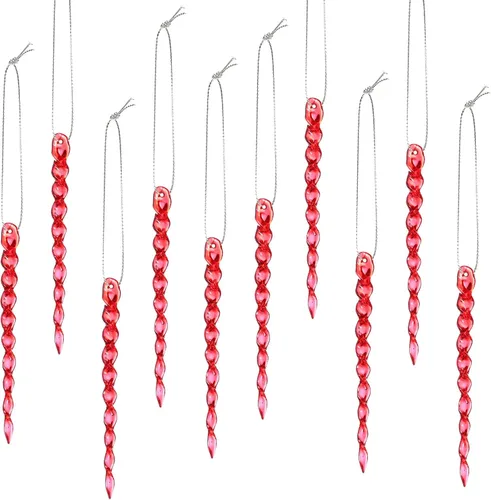 Miniatura 48 de 30 piezas de carámbanos de plástico trenzados para árbol de Navidad; adornos colgantes para árbol de Navidad, fiesta de Navidad, boda, fiesta