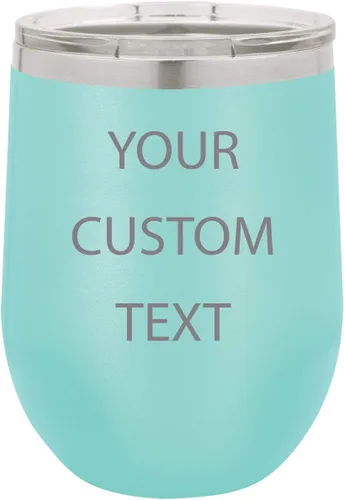Vaso de vino aislado de acero inoxidable personalizado personalizado de 12 oz (verde azulado)
