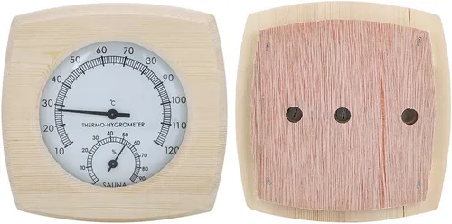 Cyrank Higrómetro de madera para sauna termómetro e hidrómetro 2 en 1 humedad interior temperatura sauna termómetro de madera medidor de humedad