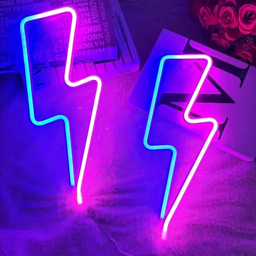 2 letreros de neón para decoración de pared, funciona con pilas de neón para dormitorio, configuración de sala de juegos, luces LED de neón para