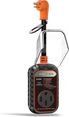 Miniatura 10 de EyGde Adaptador RV de 30 amperios a 50 amperios con protector de sobretensiones, NEMA TT-30P macho a enchufe hembra 14-50R, analizador de circuitos