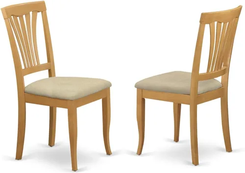 East West Furniture AVC-OAK-C Avon - Juego de 2 sillas de comedor de cocina tapizadas con tela de lino, de madera maciza, color roble Avc-roble-c