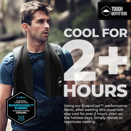 Miniatura 2 de Toalla de Enfriamiento Tough Outdoors - Toallas de Enfriamiento para Cuello y Cara - Envoltura de Hielo y Paño de Sudor para Camping, Gimnasio, Yoga