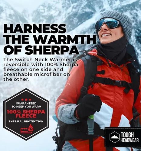 Miniatura 2 de Tough Headwear Swtich - Polainas de cuello de invierno para hombres y mujeres, polaina de cuello de forro polar, polaina de esquí, reversible