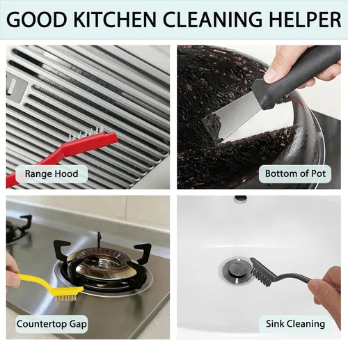 Miniatura 3 de Juego de cepillos de limpieza para grietas, herramientas de limpieza dura para lechada de baño, rieles de ventanas y puertas de ducha, limpieza