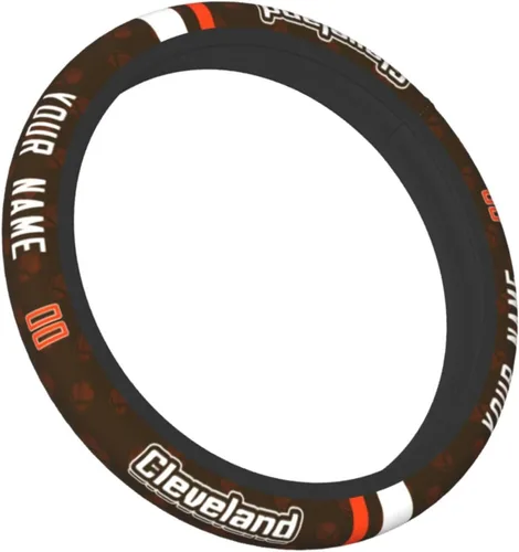 Miniatura 3 de Cleveland - Fundas personalizadas para volante de fútbol, con nombre y número, antideslizantes y absorbentes de sudor, accesorios para automóviles