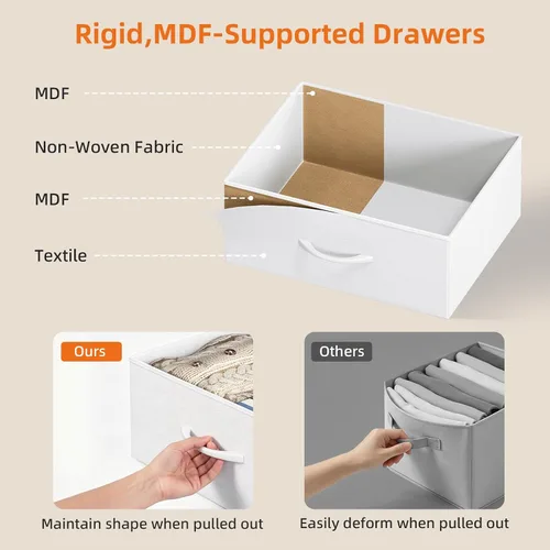Miniatura 7 de Somdot - Cajonera alta para dormitorio, organizador de 5 cajones con cubos de tela extraíbles para la sala de estar, clóset, buró, cuarto de niños