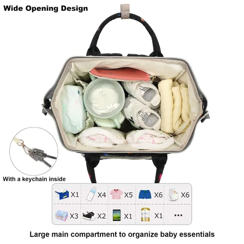 Miniatura 4 de Mochila de Pañales de Mariposa para Bebés Niñas, Mamá Bolsas Impermeables Grandes de Pañales para Mujeres