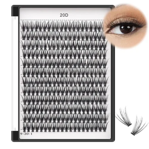 Miniatura 2 de Bodermincer - Bandeja grande de 240 pestañas de rizo D de 0.3 a 0.8 pulgadas (8 a 20 mm) para elegir, pestañas postizas individual para maquillaje