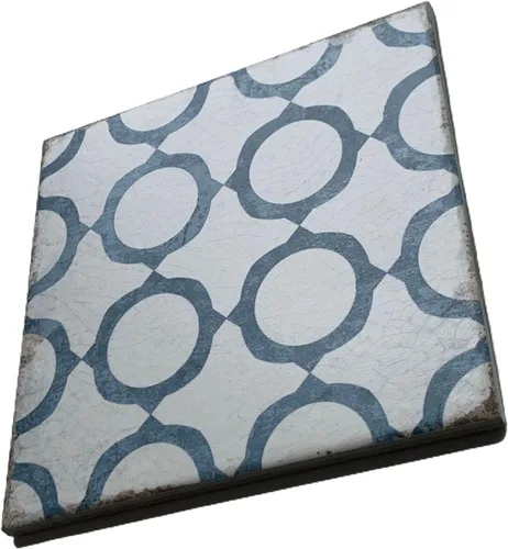 Miniatura 3 de Life in Color Collection Azure Circle Pattern Moderno Azulejo Español Porcelana Pared (4 Piezas)