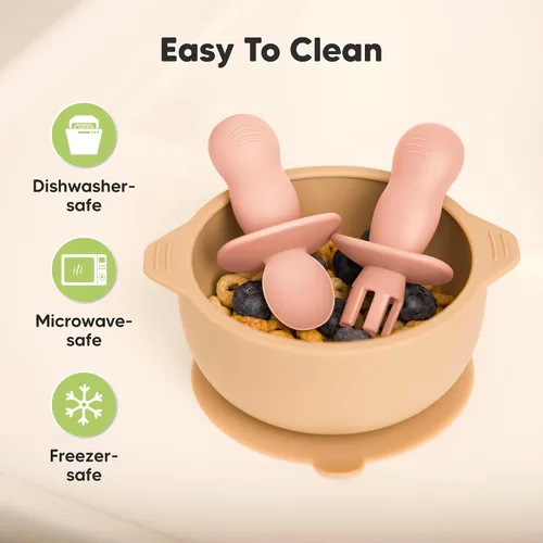 Miniatura 5 de KeaBabies Juego de 4 cucharas y tenedores de silicona para bebés - Utensilios para destete con luz LED para bebés de 6 a 12 meses, cuchara y tenedor