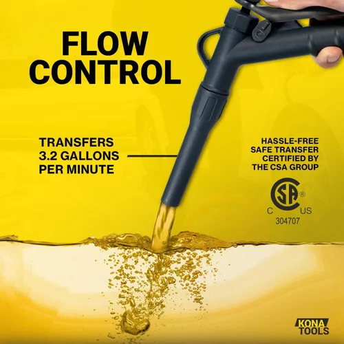Miniatura 3 de Bomba portátil de transferencia de combustible con manguera de goma KTEP01MRUSB – Alimentada por batería y USB-C Boquilla de seguridad, manguera