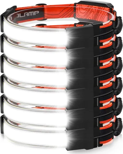 Miniatura 9 de Linterna Frontal LED 4 Unidades, 1000 Lúmenes 230° Haz Ancho, Lámpara de Cabeza Recargable USB con Luz Trasera Roja, Linternas Frontales Ligeras e