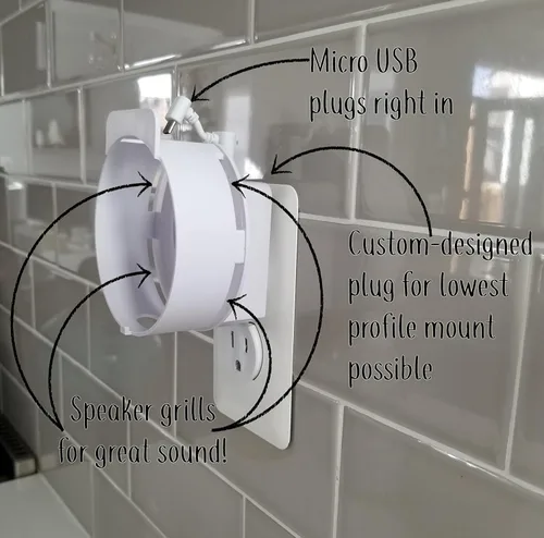 Miniatura 4 de Soporte de lujo para Amazon Echo Dot 2ª generación Alexa: el soporte de pared de alta gama más simple y limpio para altavoces de cocina y baño Negro